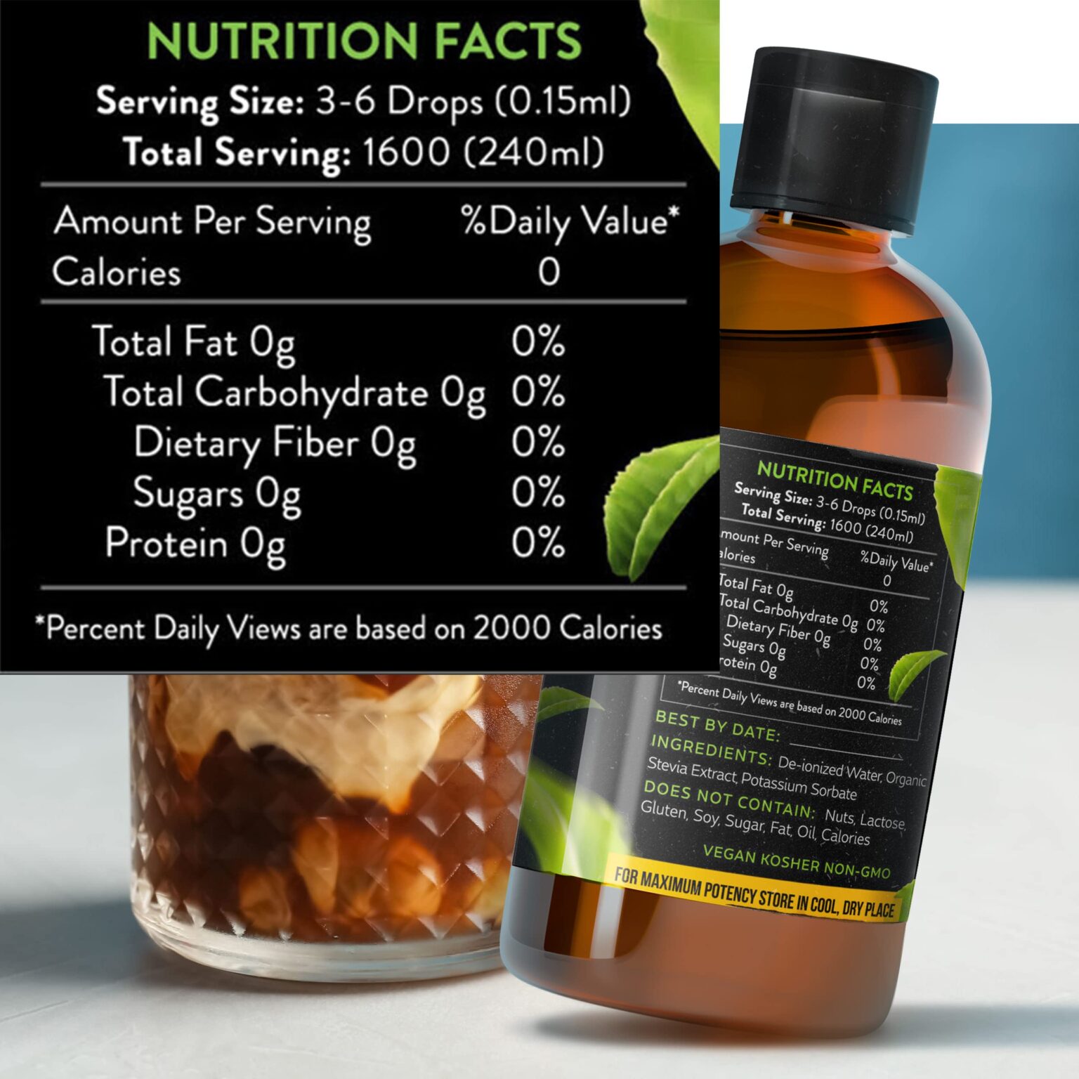 Toffee Caramel Liquid Stevia Drops 4oz (120ml) Enzo Organic Stevia