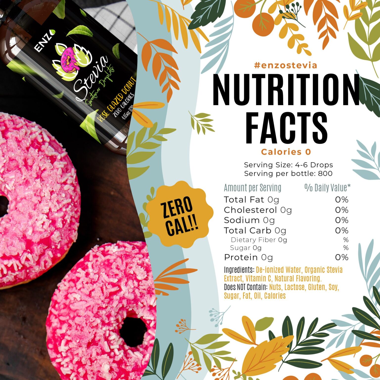 Toffee Caramel Liquid Stevia Drops 4oz (120ml) Enzo Organic Stevia