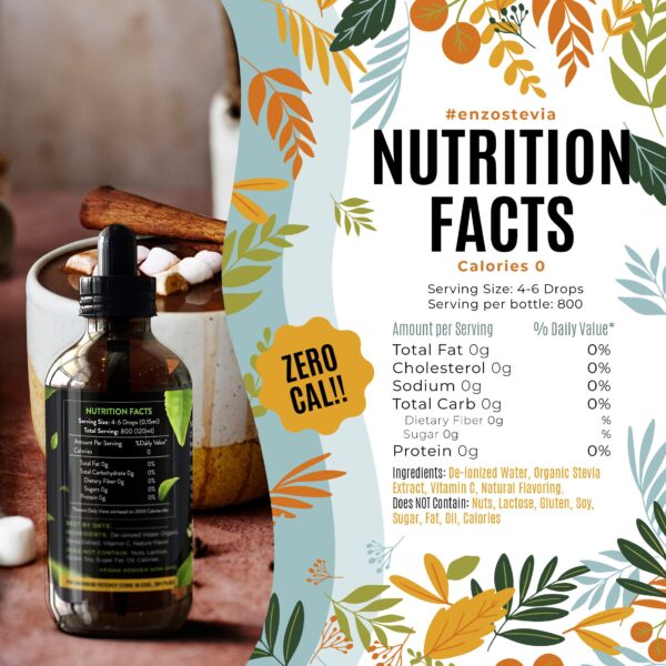 Cinnamon (4oz) Liquid Stevia Drops 4oz - 800 Servings - 0 Calories - Image 2