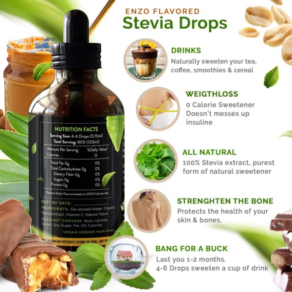 Chocolate Peanut Butter Liquid Stevia Drops 4oz (120ml - 800 Servings). 0 Calorie No Artificial Additives & Filler Ingredient - Image 5
