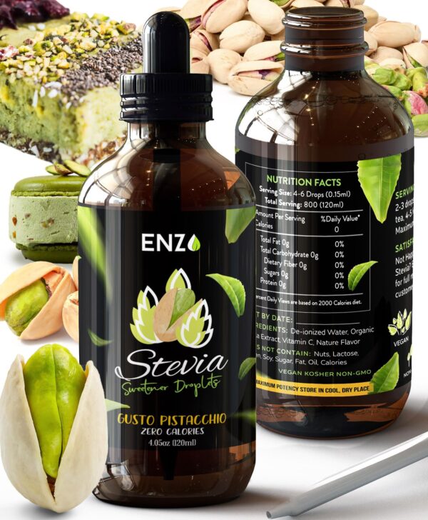 Pistachio Liquid Stevia Drops (4oz) Bottle Our Zero Calories Sweetener (800 Servings) All Natural Pistachio flavoring with No Artificial Additives & Filler Ingredient