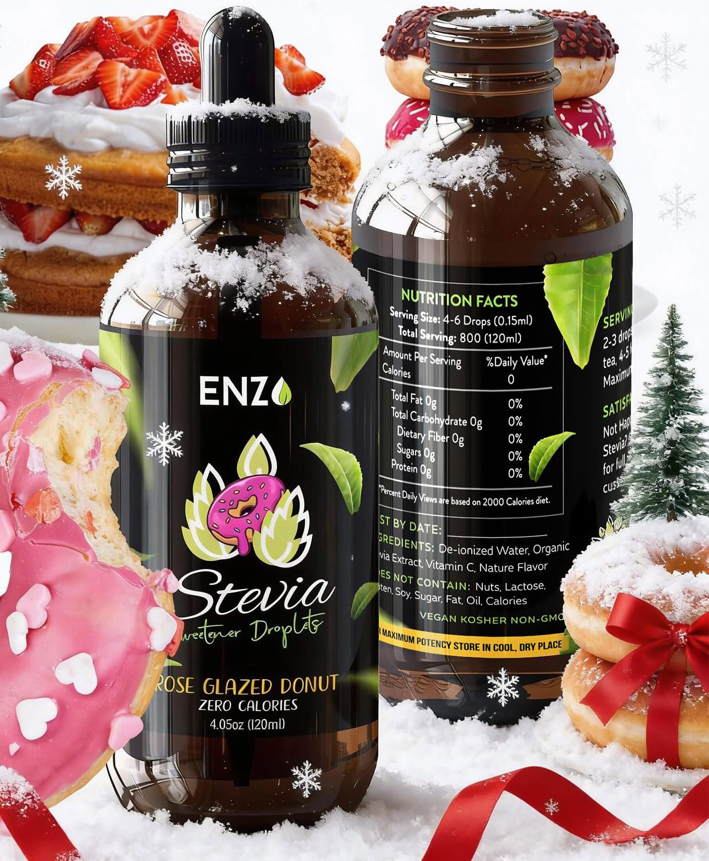 Rose Glazed Donut (4oz) Liquid Stevia Drops 4oz - 800 Servings - 0 Calories