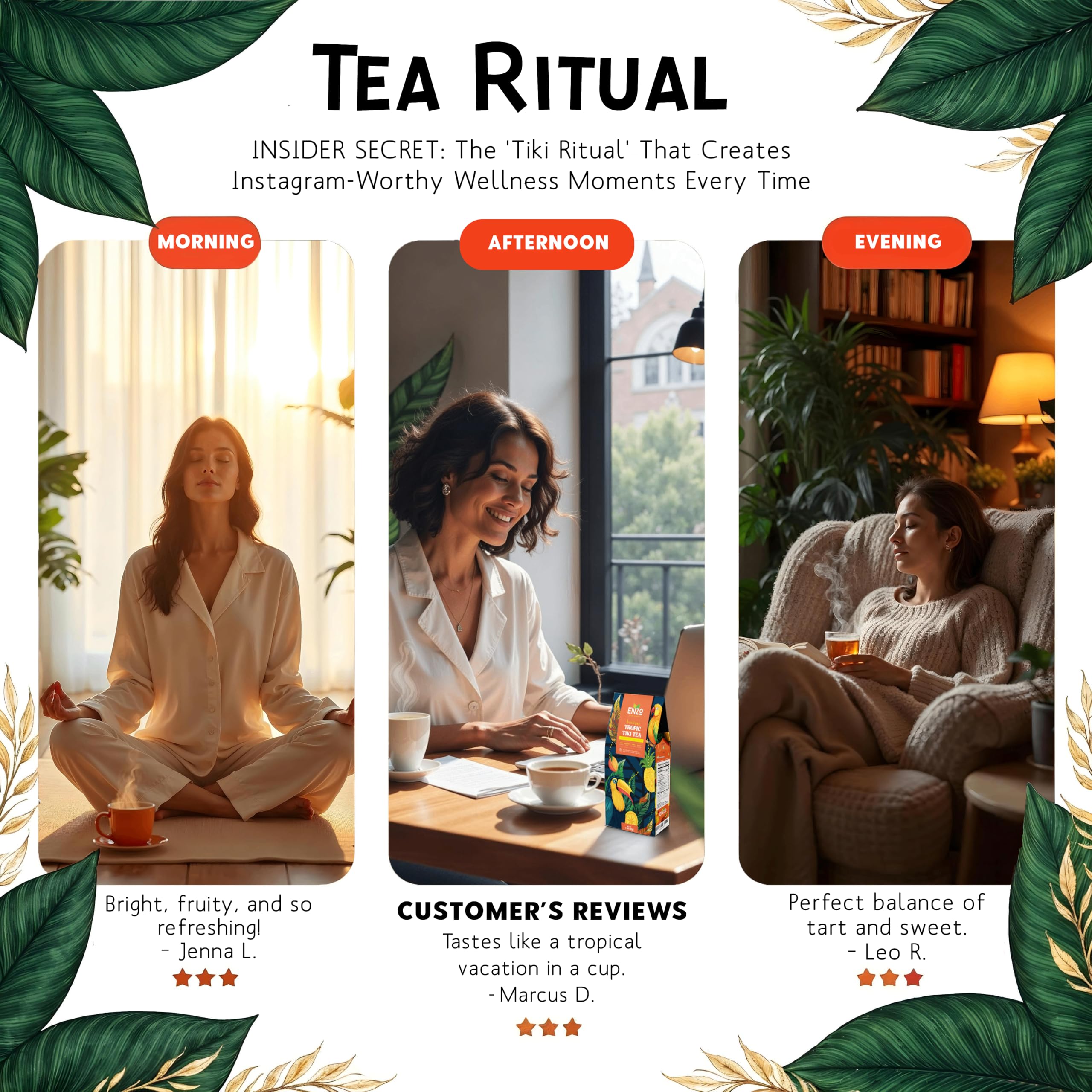 ENZO Tea Master Reserve - Tropical Tiki Tea (4oz) 7-Tropical-Fruit Blend for Afternoon Energy | Loose Leaf with Dried Mango Passion Fruit Pieces & Natural Fruit Essences - Image 5